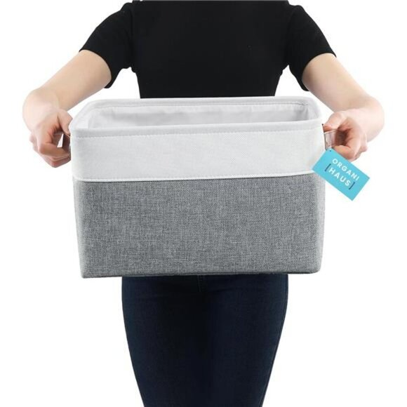 Large Fabric Storage Bins 3 Pack Closet Organizer Baskets for Shelves Linen - Picture 4 of 7